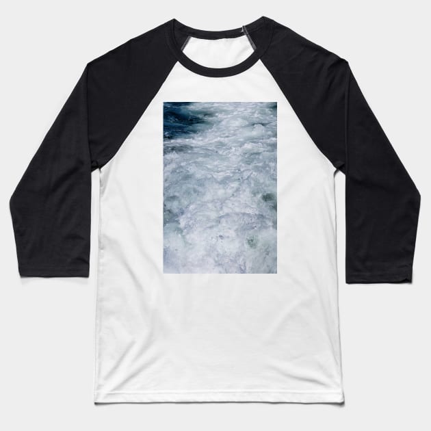 Seaspray, foam and turbulence from a boat's wake on route to the Farne Islands Baseball T-Shirt by richflintphoto